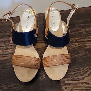 Anne Klein Navy and Camel Wedges